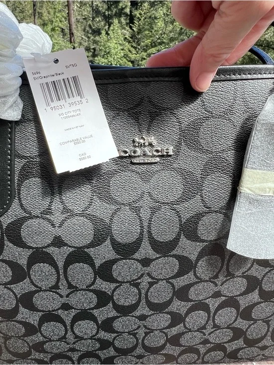 COACH City Tote Silver/Graphite/Black AUTHENTIC NWT - Picture 6 of 9